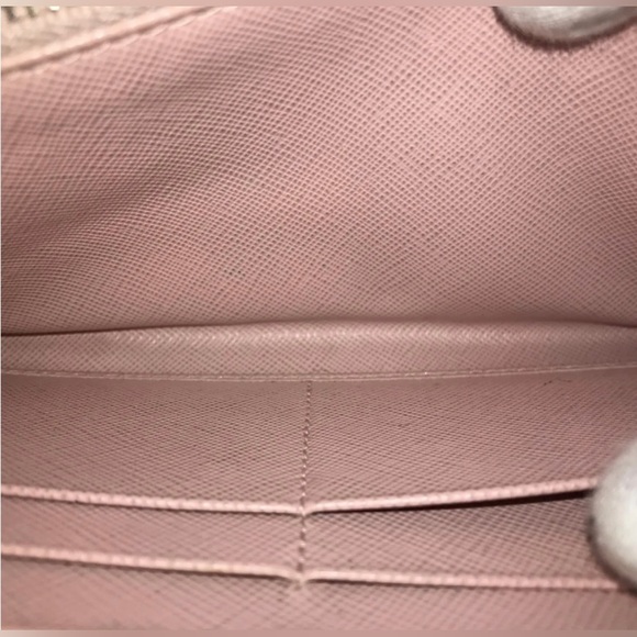 Prada Pink Saffiono Leather Long Wallet Front Bow Ribbon w Authentic Prada Card - Picture 10 of 13